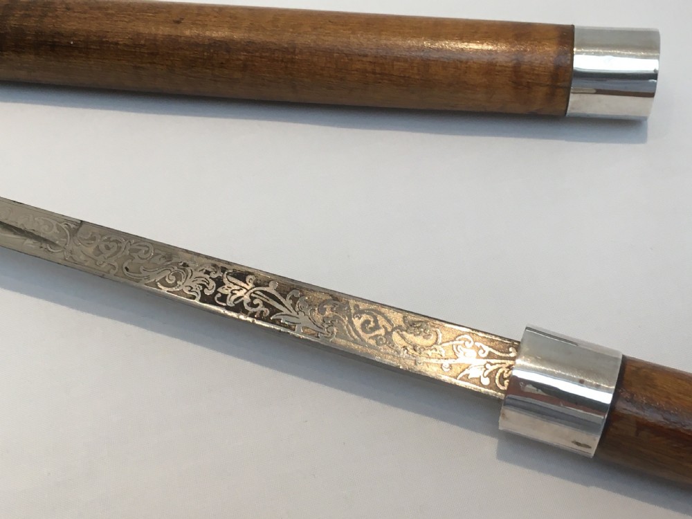 Crook Handled Malacca Sword Stick with Toledo Blade View VIII