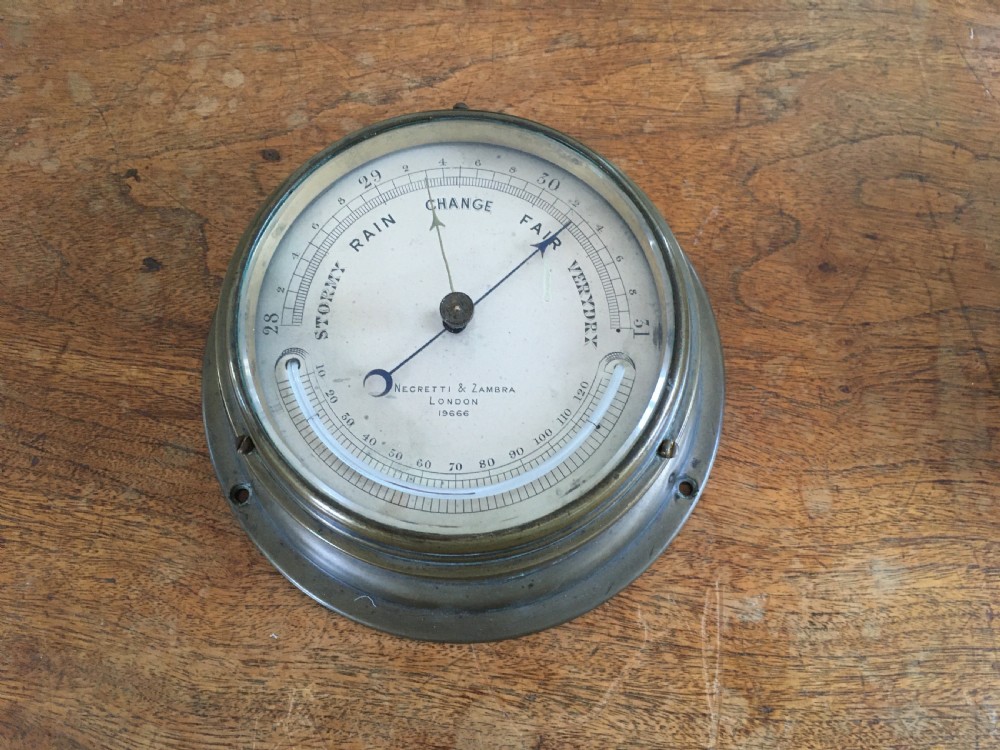 Negretti & Zambra Ships Brass Port Hole Clock and Barometer View IV