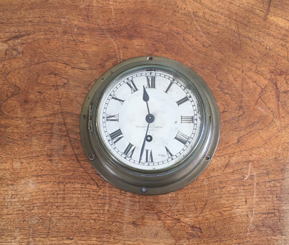 Negretti & Zambra Ships Brass Port Hole Clock and Barometer View VII
