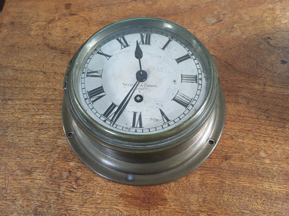 Negretti & Zambra Ships Brass Port Hole Clock and Barometer View XIII