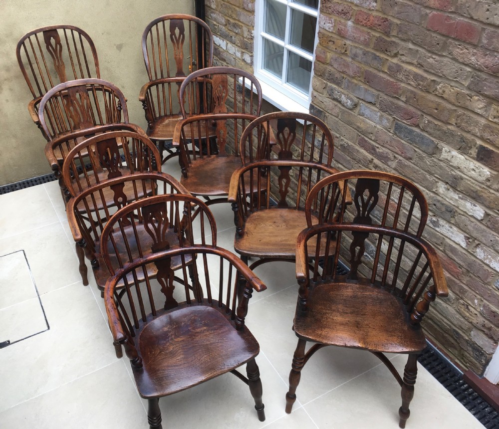 Harlequin Set of 8 Windsor Ash & Elm Armchairs