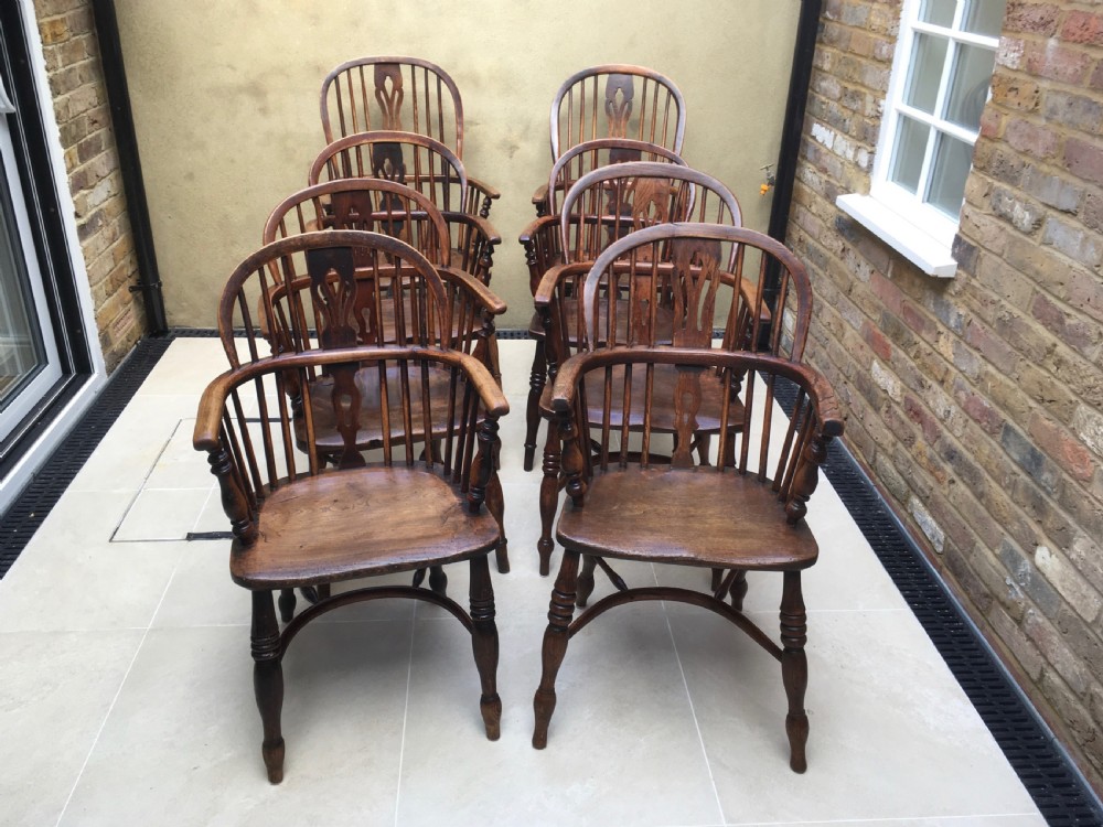 Harlequin Set of 8 Windsor Ash & Elm Armchairs View VII