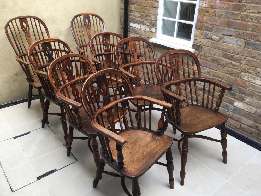 Harlequin Set of 8 Windsor Ash & Elm Armchairs View VIII