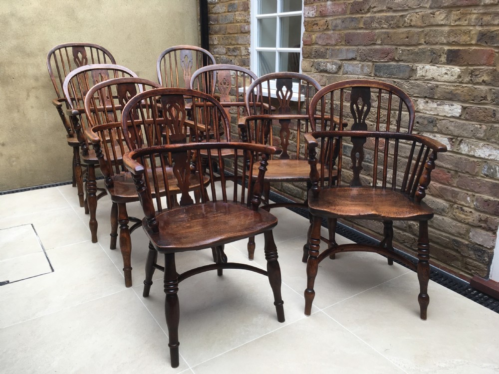 Harlequin Set of 8 Windsor Ash & Elm Armchairs View X