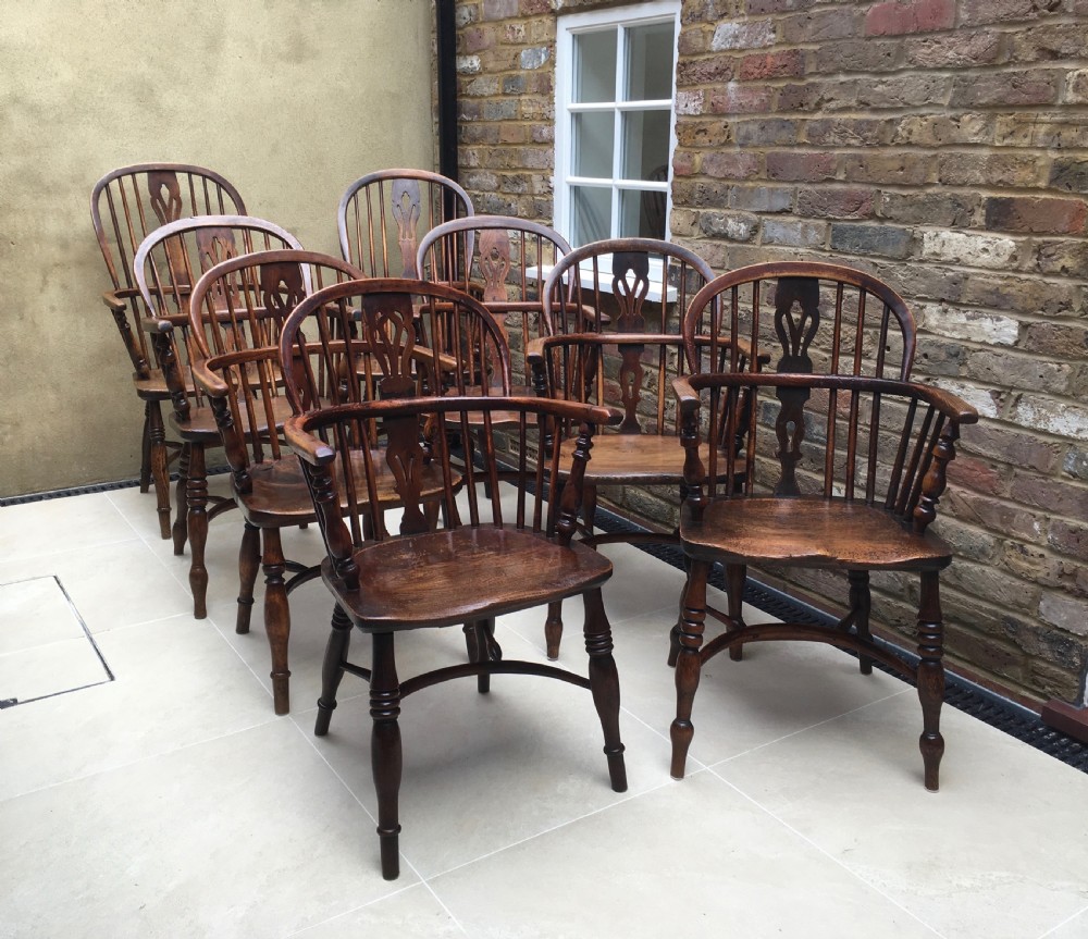 Harlequin Set of 8 Windsor Ash & Elm Armchairs View XI