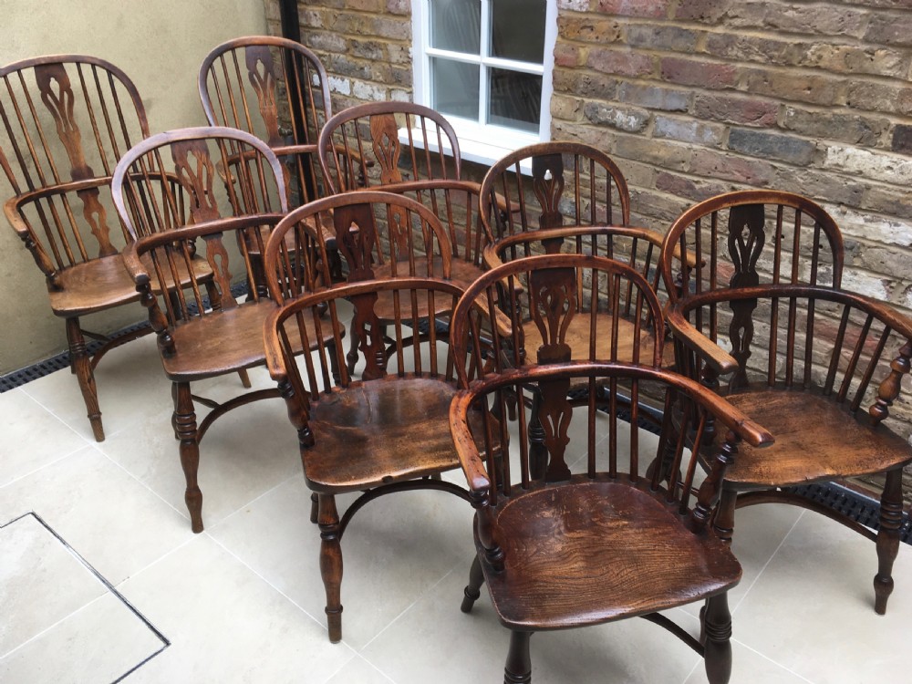 Harlequin Set of 8 Windsor Ash & Elm Armchairs View XIII