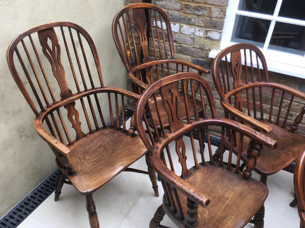 Harlequin Set of 8 Windsor Ash & Elm Armchairs View XIV
