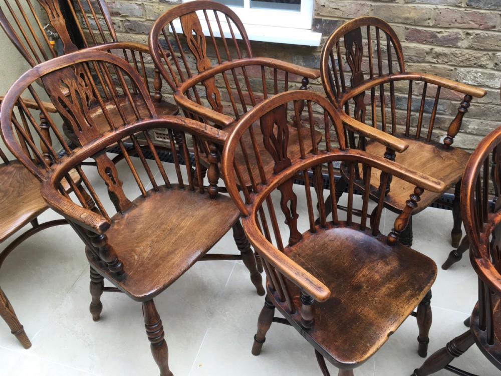 Harlequin Set of 8 Windsor Ash & Elm Armchairs View XV