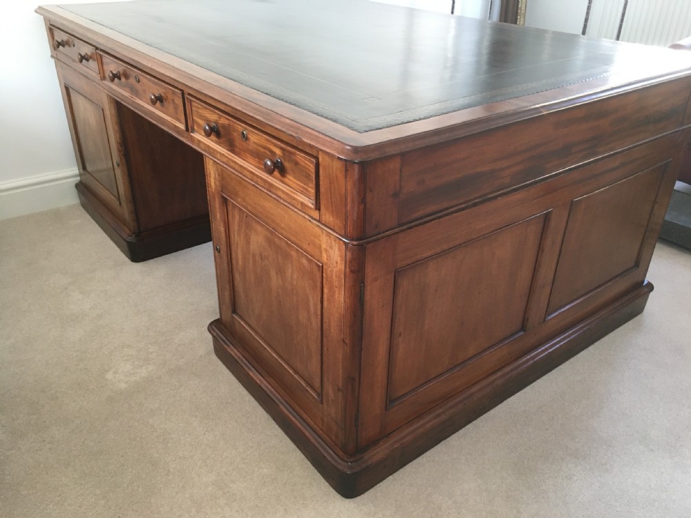 Large Mahogany Partners Desk View II