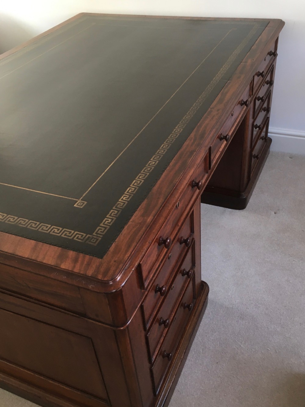 Large Mahogany Partners Desk View III
