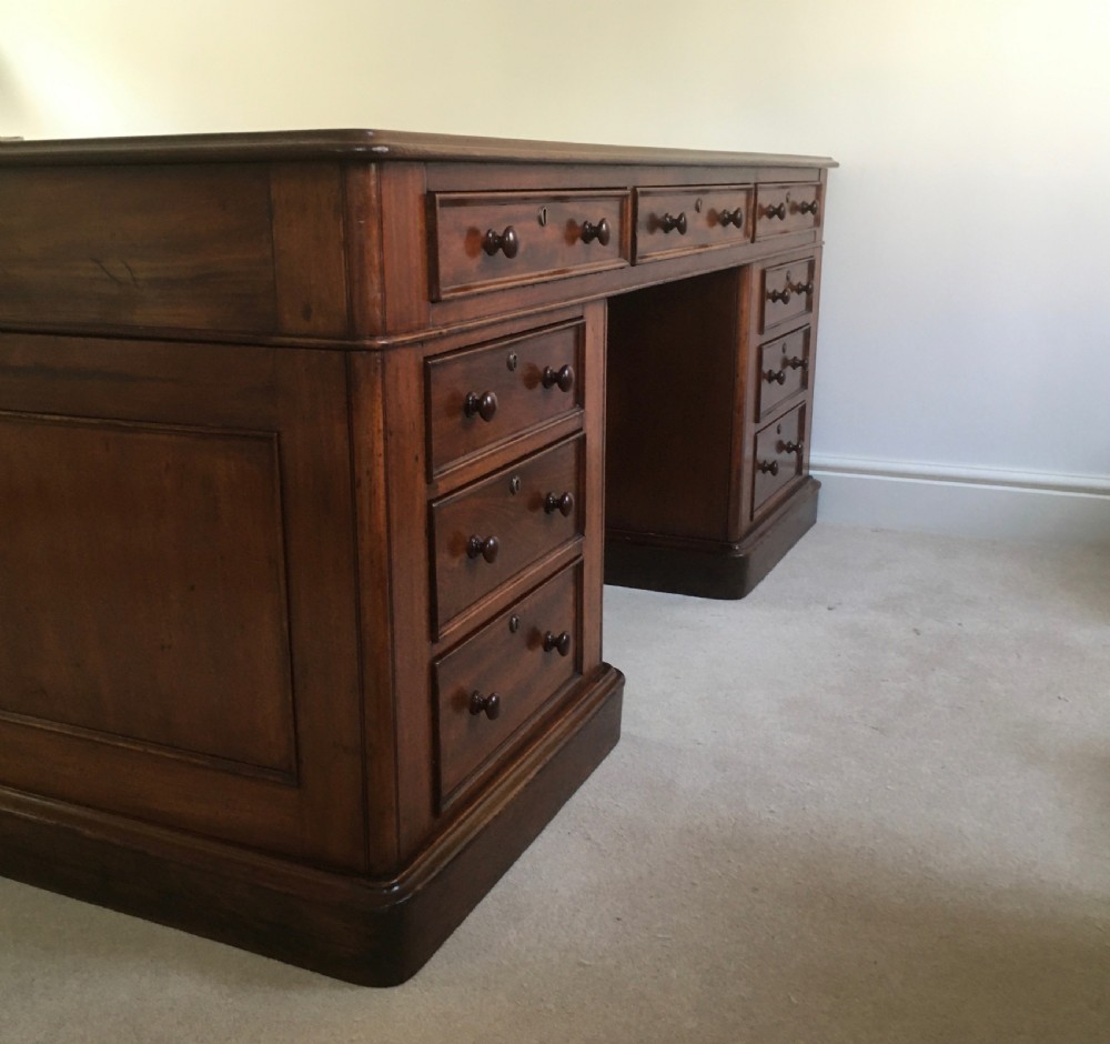 Large Mahogany Partners Desk View V