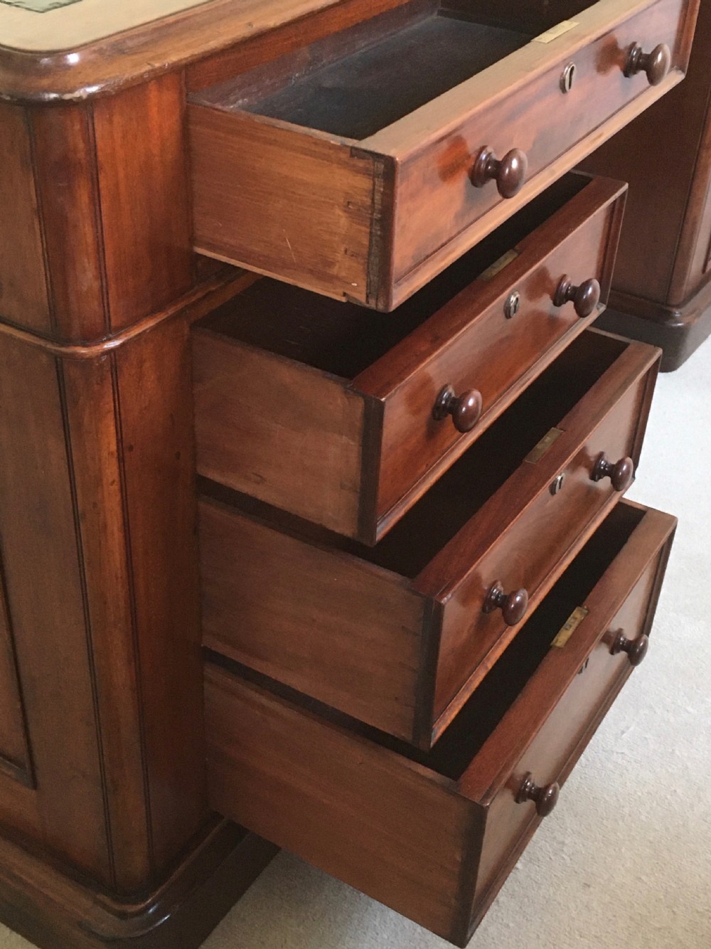 Large Mahogany Partners Desk View VI