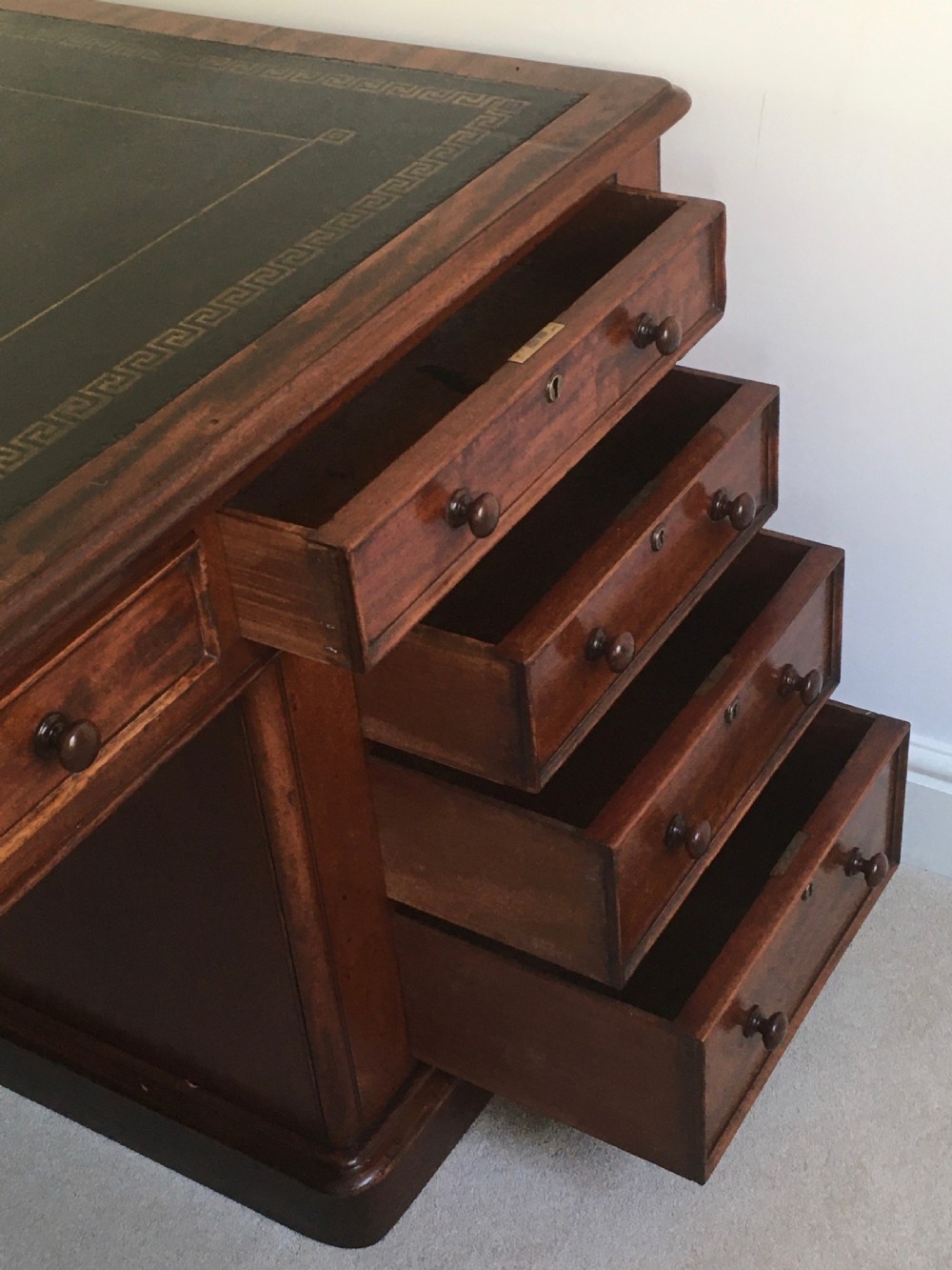 Large Mahogany Partners Desk View VIII