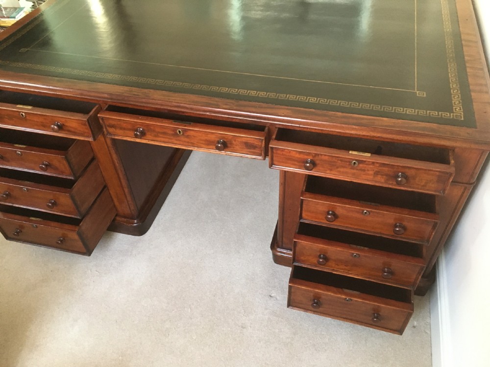 Large Mahogany Partners Desk View IX