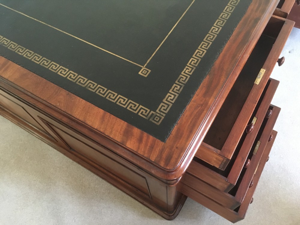 Large Mahogany Partners Desk View X