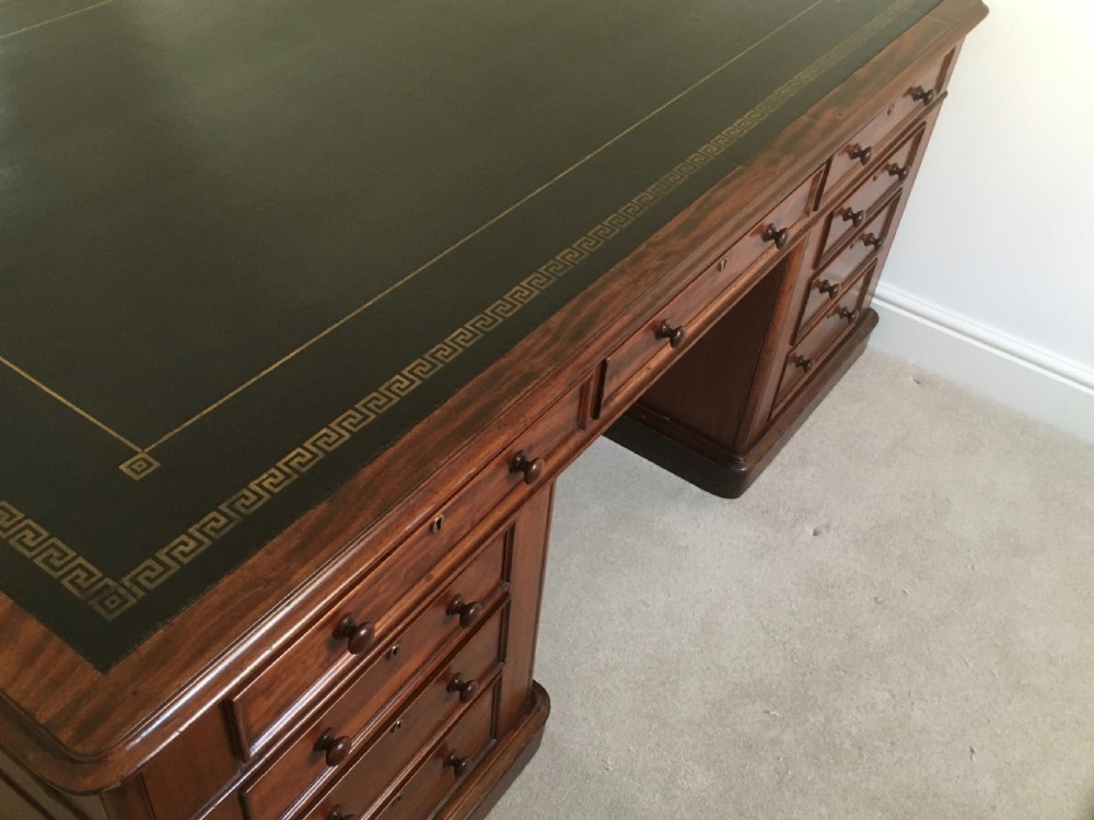 Large Mahogany Partners Desk View XII