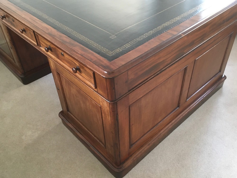 Large Mahogany Partners Desk View XIII