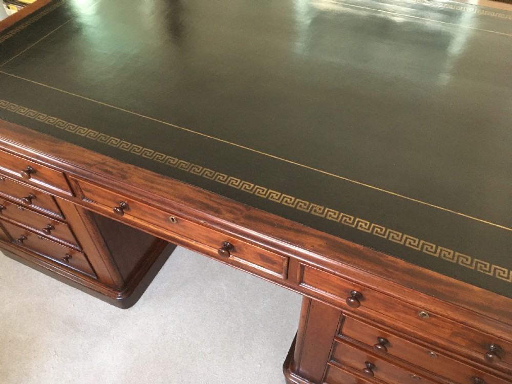 Large Mahogany Partners Desk View XV