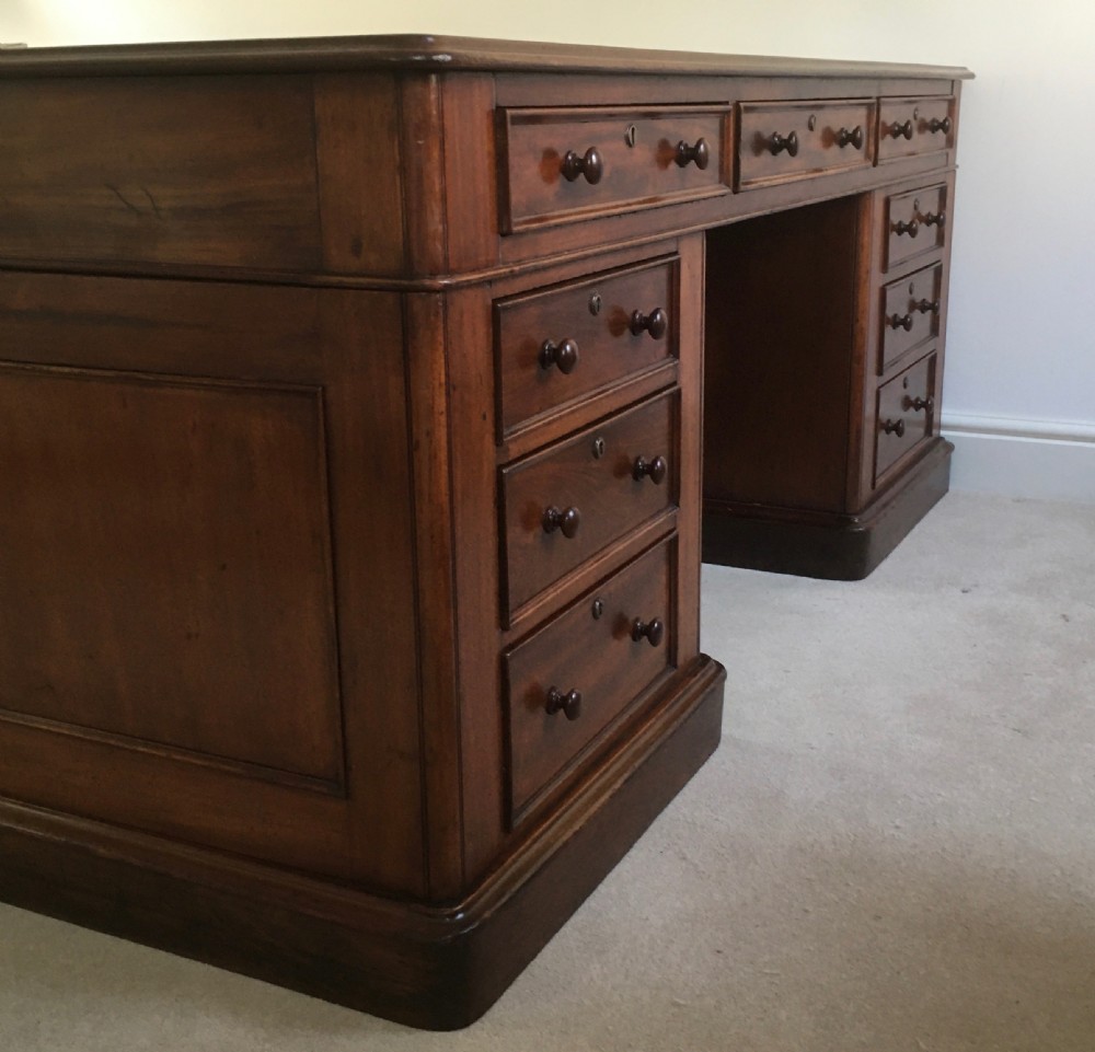 Large Mahogany Partners Desk View XVI