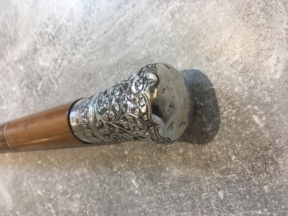 Late 19th Century Malacca Sword Stick with Silver Repousse Handle View VII