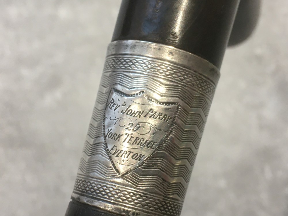 Horn Handled Ebony Walking Stick - Rev John Parry 1814-1894 View II