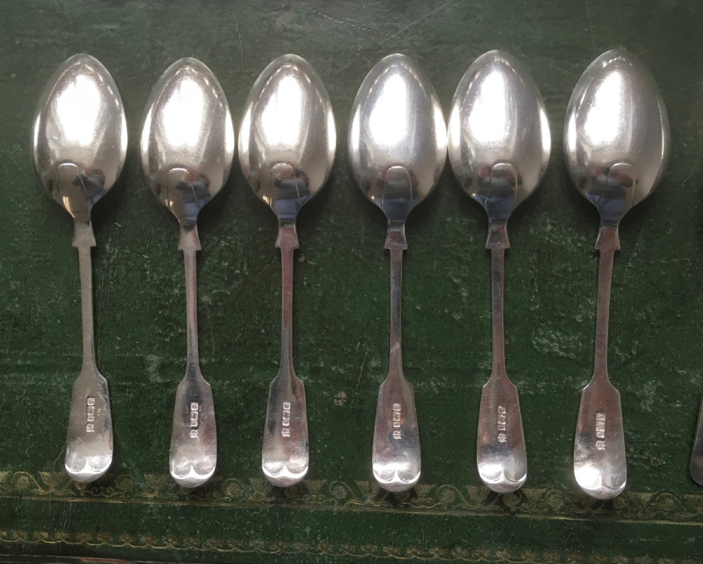 Mixed Set of 36 Pieces of Victorian Silver Fiddle Pattern Cutlery or Flatware View XIII