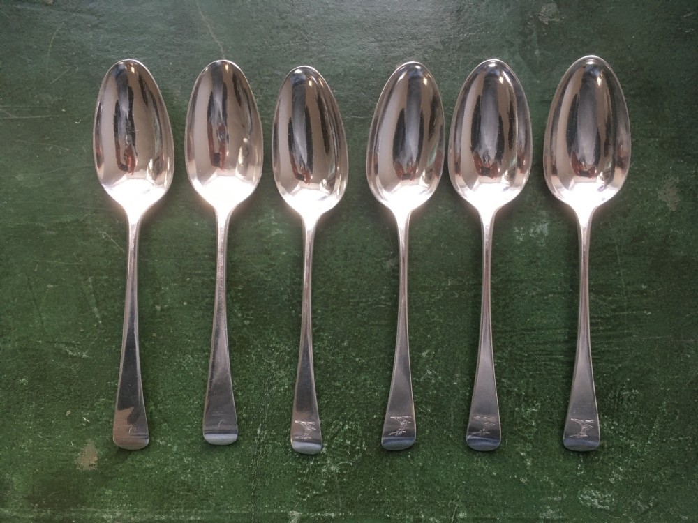 6 Georgian Silver Soup Spoons London 1776.