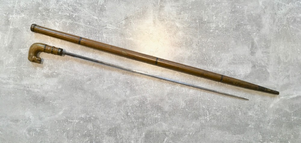 Rare 18th Century Hounds Head Sword Stick View III