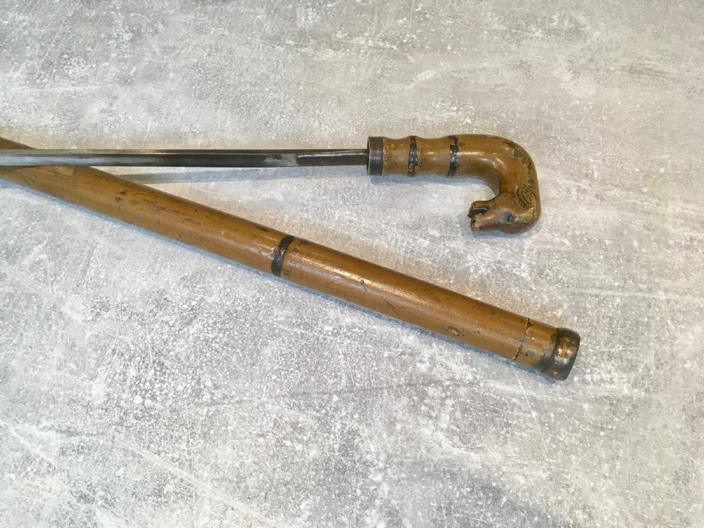 Rare 18th Century Hounds Head Sword Stick View VII