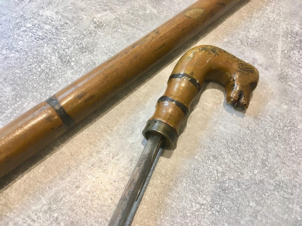 Rare 18th Century Hounds Head Sword Stick View VIII