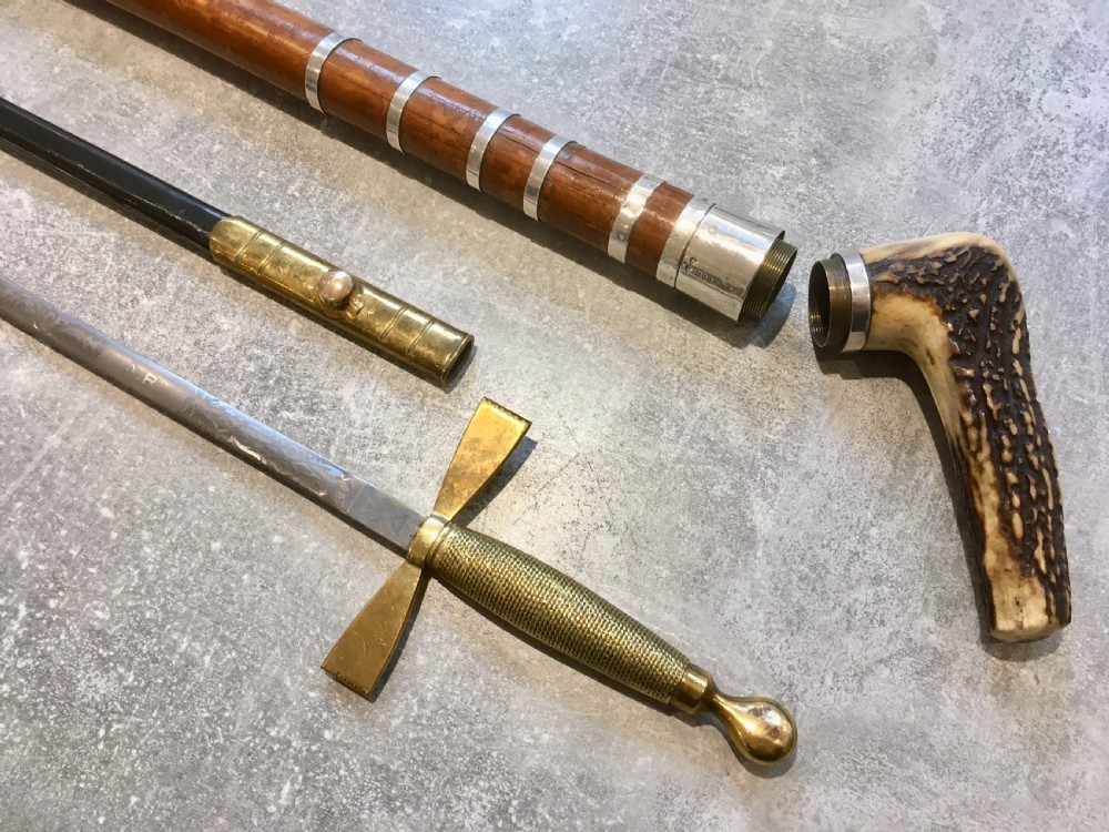 Ceremonial Masonic Sword inside Silver Bound Malacca Cane View XI