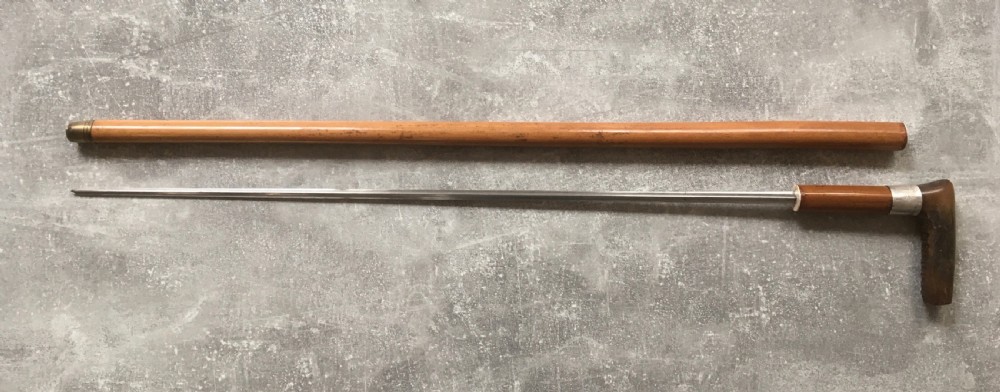 19th Century Malacca Sword Stick with Shaped Horn Handle View II