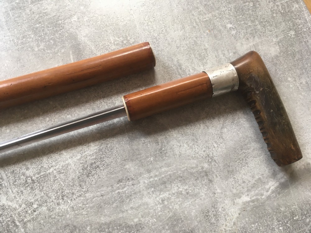 19th Century Malacca Sword Stick with Shaped Horn Handle View X