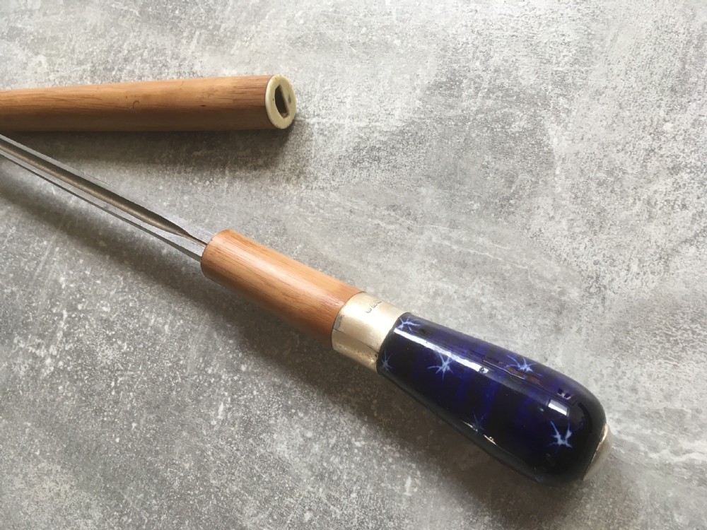 Malacca Sword Stick with Blue Porcelain Handle