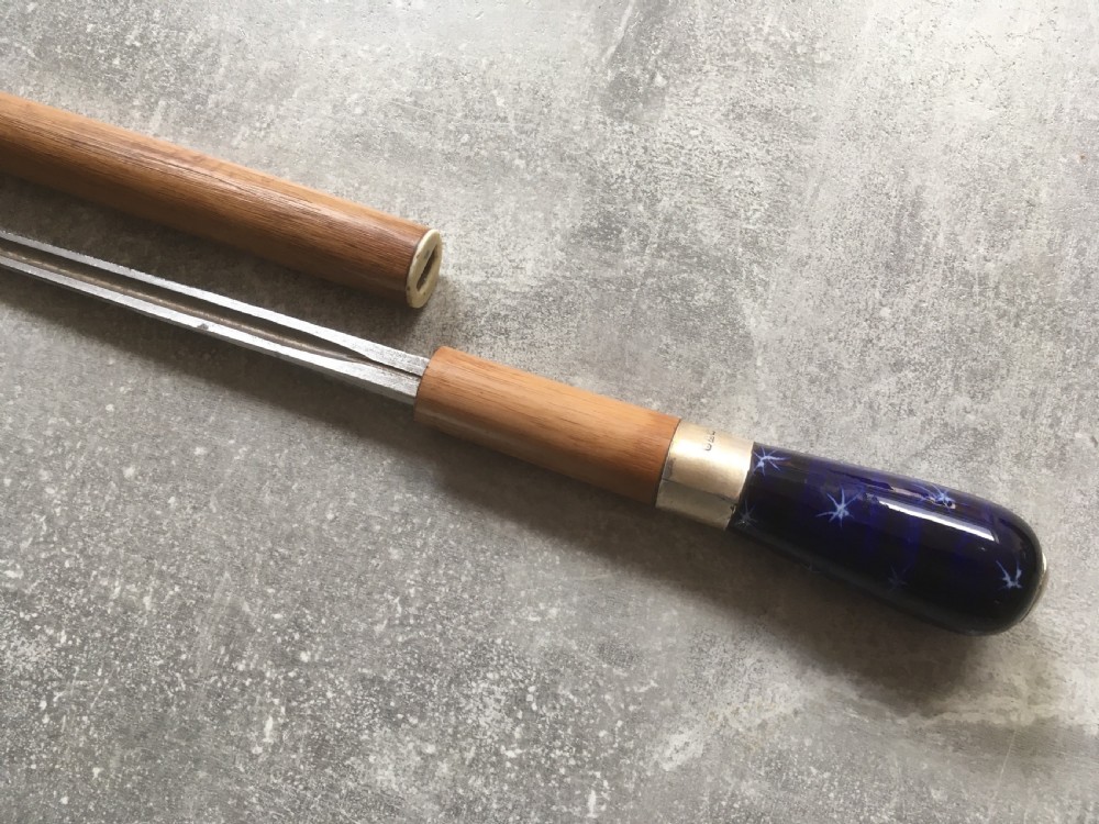 Malacca Sword Stick with Blue Porcelain Handle View IV
