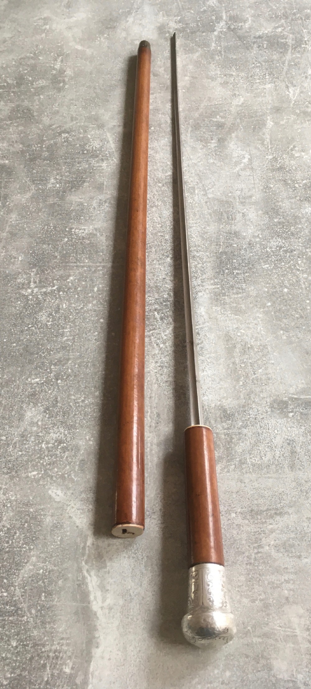 Malacca Sword Stick with Silver Engraved Handle
