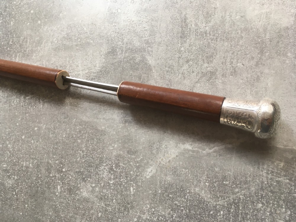 Malacca Sword Stick with Silver Engraved Handle View IV