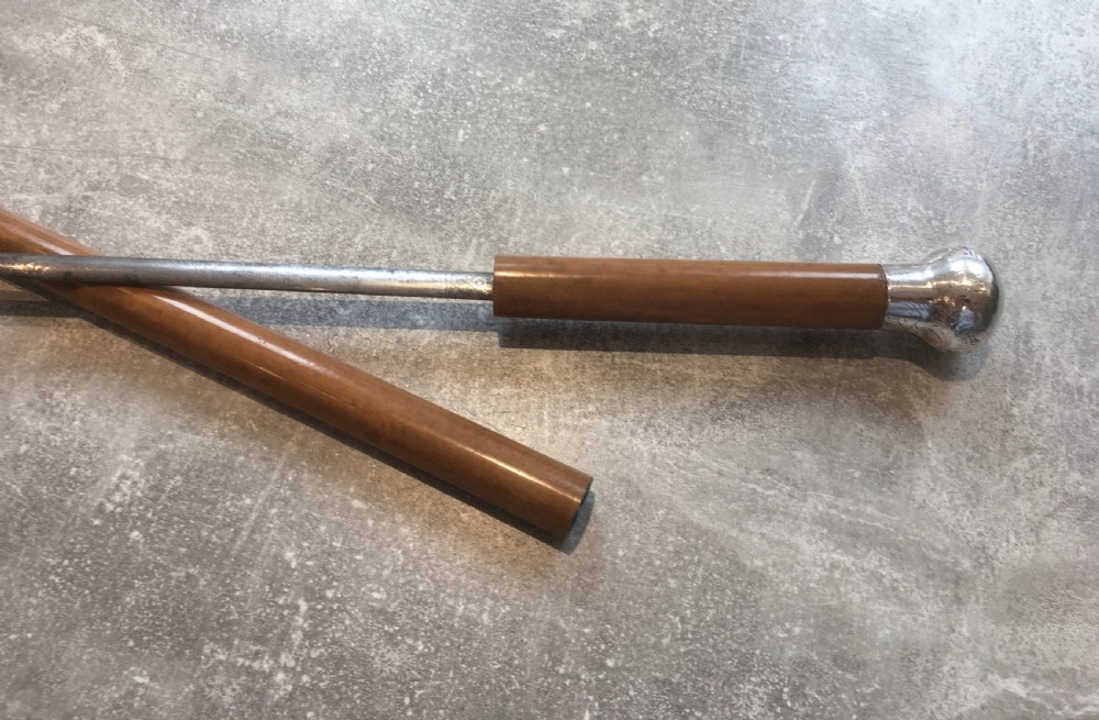 Malacca Sword Stick with Engraved Silver Top View V