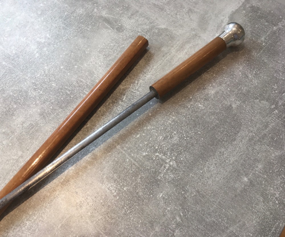 Malacca Sword Stick with Engraved Silver Top View VIII