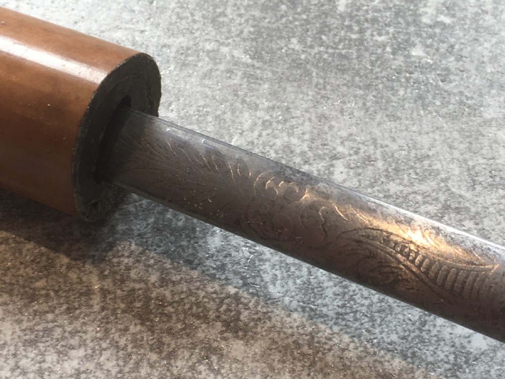 Malacca Sword Stick with Engraved Silver Top View X