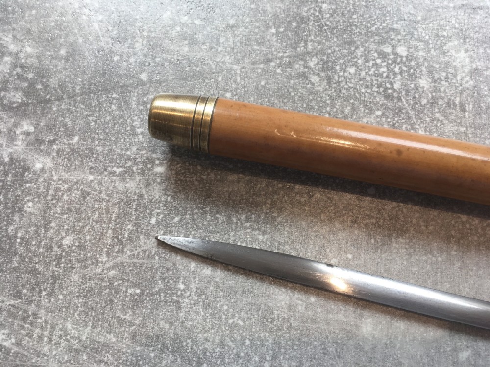Malacca Sword Stick with Engraved Silver Top View XI
