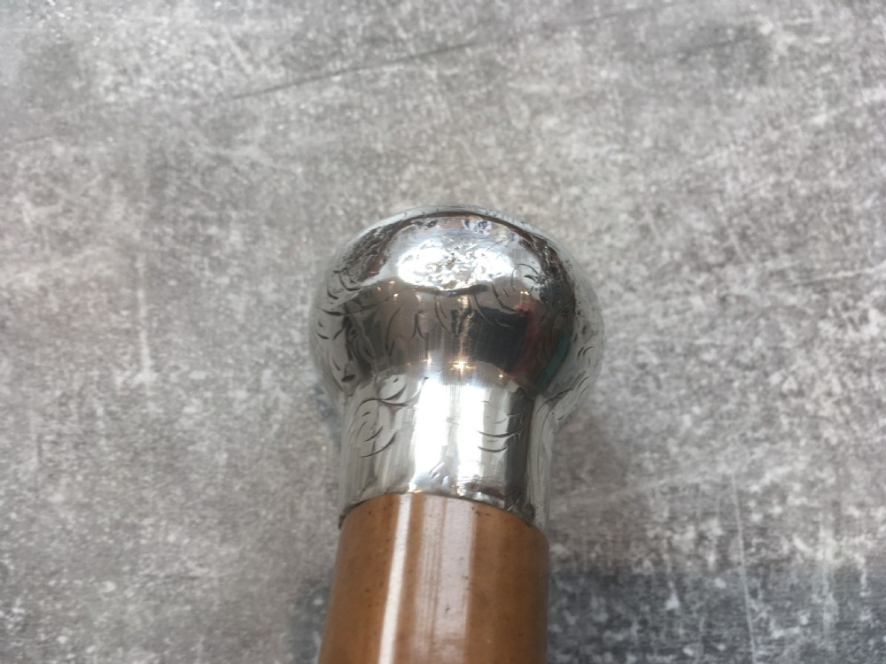 Malacca Sword Stick with Engraved Silver Top View XII
