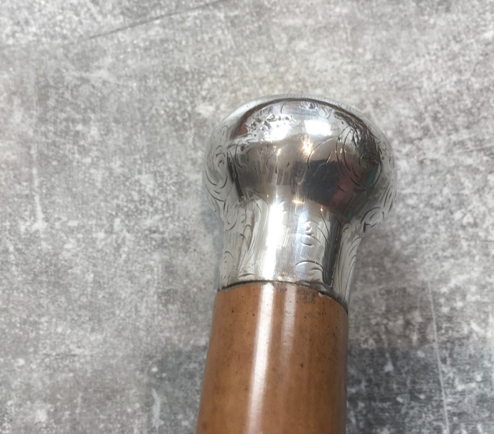 Malacca Sword Stick with Engraved Silver Top View XIII