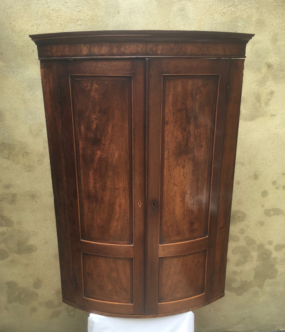 Georgian Mahogany Bow Fronted Corner Cabinet