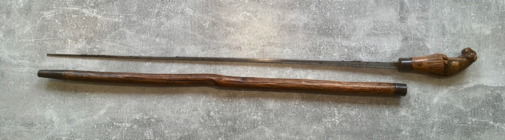 Oak Sword Stick with Carved Puma Handle View III