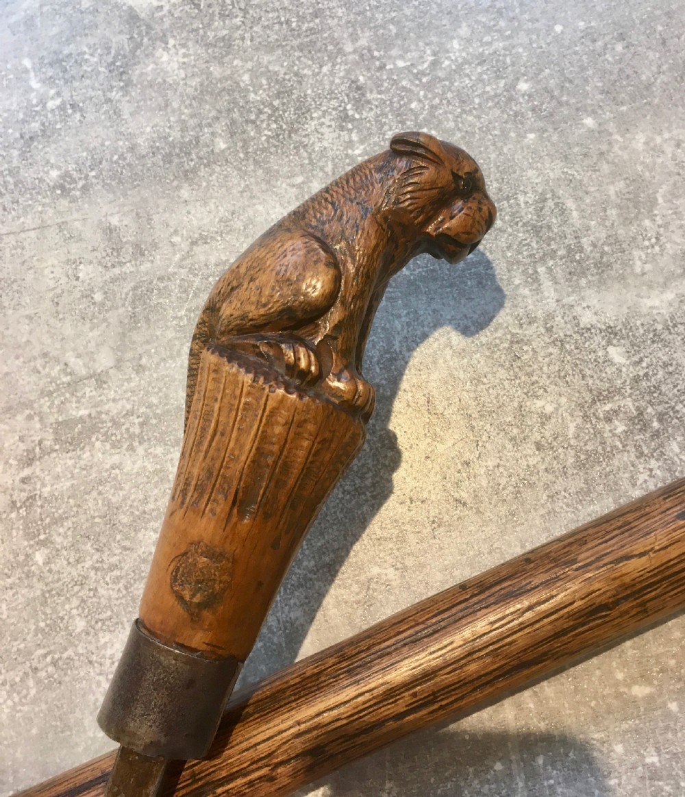 Oak Sword Stick with Carved Puma Handle View IX
