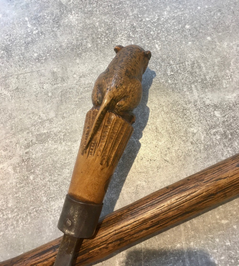 Oak Sword Stick with Carved Puma Handle View X