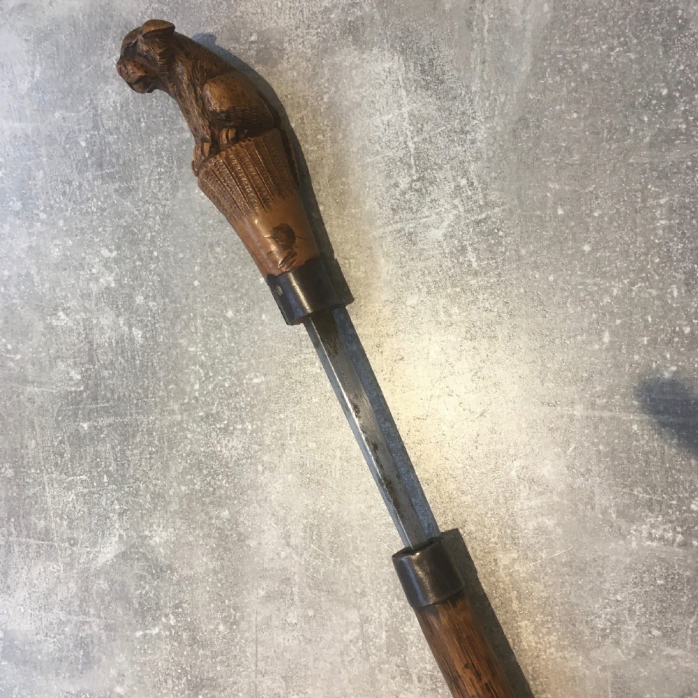 Oak Sword Stick with Carved Puma Handle View XIV