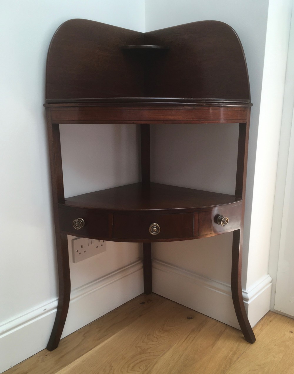 Georgian Mahogany Corner Table or Washstand View V