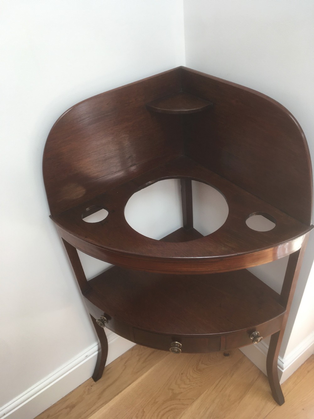 Georgian Mahogany Corner Table or Washstand View VI